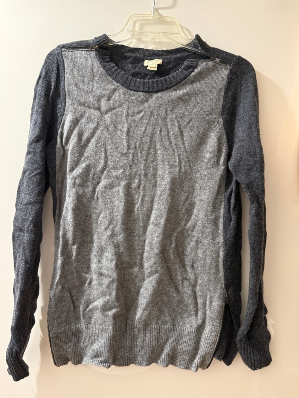 J. Crew Two-Tone Charcoal and Light Gray Knit Sweater